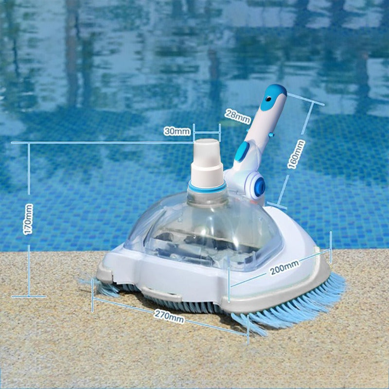 Weighted Pool Vacuum Head with Corner Bristles for Inground & Above-Ground Pools – Swivel Hose Fitting, ABS Frame, Quick-Clip Pole Mount