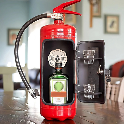 Repurposed Fire Extinguisher Mini Bar — Handcrafted Industrial Home Bar Station for Man Cave, Living Room & Unique Gift Giving
