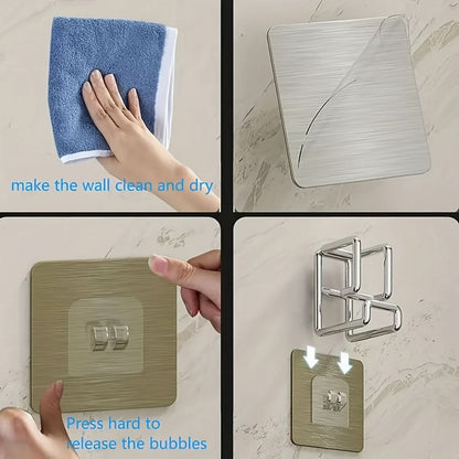 BASIN HOOK – Punch-free stainless steel wall hook for space-saving towel and basin storage in kitchen and bathroom use