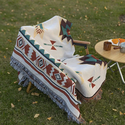 MEXIBREEZE – Bohemian Linen Blanket for Travel & Sofa Use