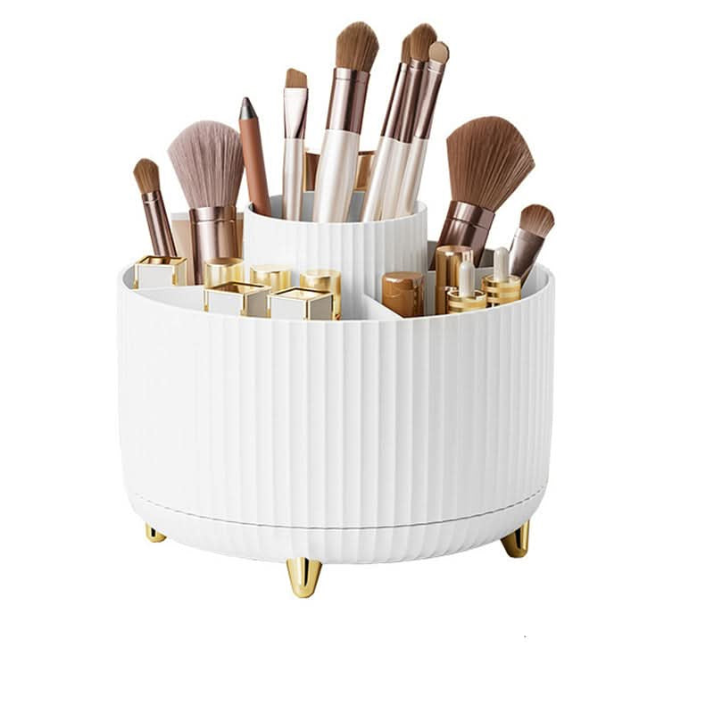 COSMETIC SPIN – 360° rotating makeup organizer with compact multi-slot storage for brushes, cosmetics, and daily essentials