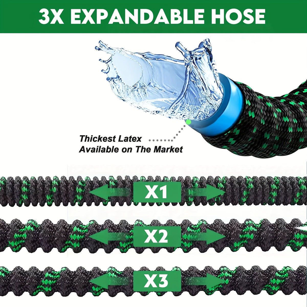 Expandable Garden Hose with Spray Nozzle for Lawn Watering & Car Wash | Lightweight Flexible Water Hose for Yard Irrigation & Outdoor