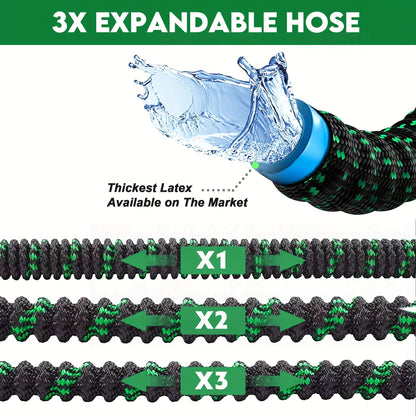 Expandable Garden Hose with Spray Nozzle for Lawn Watering & Car Wash | Lightweight Flexible Water Hose for Yard Irrigation & Outdoor