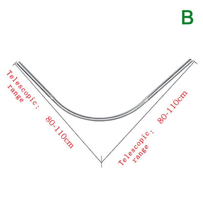 FLEXICURVE – Extendable L-Shaped Shower Curtain Rod with Punch-Free Stainless Steel Installation for Modern Bathrooms