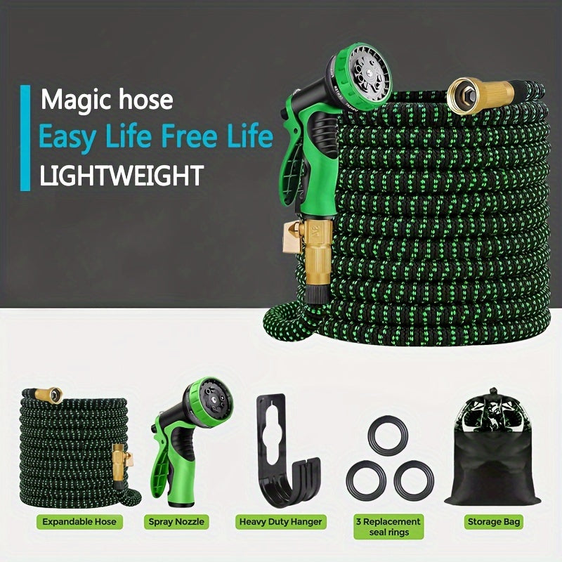 Expandable Garden Hose with Spray Nozzle for Lawn Watering & Car Wash | Lightweight Flexible Water Hose for Yard Irrigation & Outdoor
