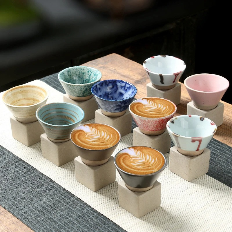 Handcrafted Ceramic Coffee Cup with Saucer – Japanese-Inspired Glazed Espresso Mug for Coffee Lovers & Tea Enthusiasts