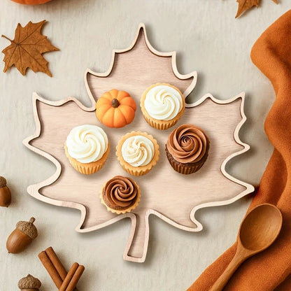 Maplewood Serving Tray - Food-Safe Wood, Autumn Leaf Design
