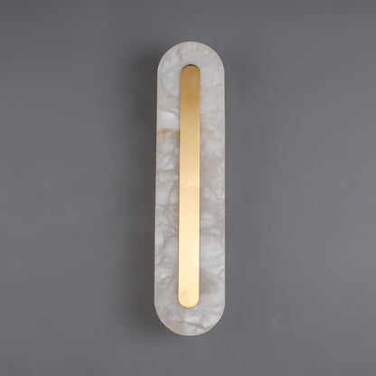 Alabaster Wall Sconce with Brass Accents – Modern LED Fixture for Living Room, Hallway & Bedroom