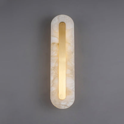 Alabaster Wall Sconce with Brass Accents – Modern LED Fixture for Living Room, Hallway & Bedroom