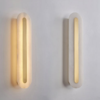 Alabaster Wall Sconce with Brass Accents – Modern LED Fixture for Living Room, Hallway & Bedroom