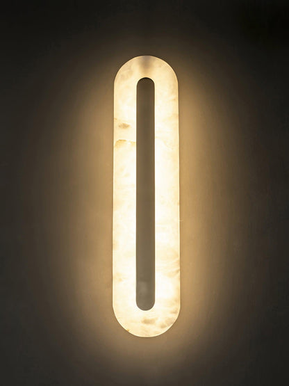 Alabaster Wall Sconce with Brass Accents – Modern LED Fixture for Living Room, Hallway & Bedroom