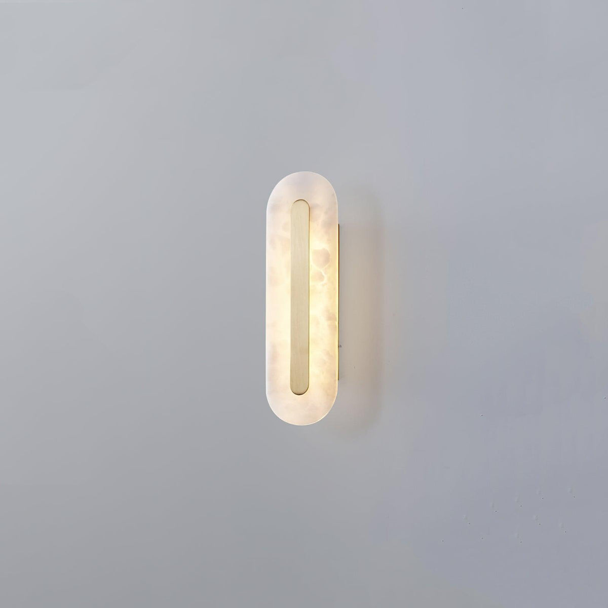 Alabaster Wall Sconce with Brass Accents – Modern LED Fixture for Living Room, Hallway & Bedroom