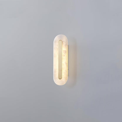 Alabaster Wall Sconce with Brass Accents – Modern LED Fixture for Living Room, Hallway & Bedroom