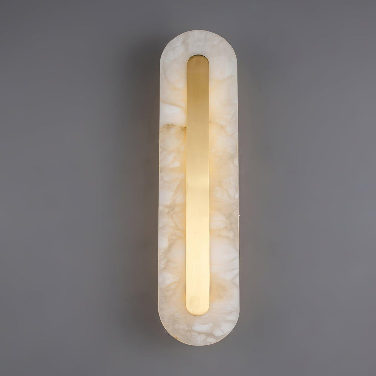 Alabaster Wall Sconce with Brass Accents – Modern LED Fixture for Living Room, Hallway & Bedroom