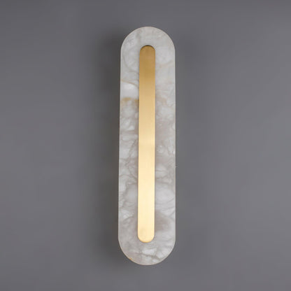 Alabaster Wall Sconce with Brass Accents – Modern LED Fixture for Living Room, Hallway & Bedroom