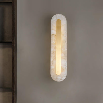 Alabaster Wall Sconce with Brass Accents – Modern LED Fixture for Living Room, Hallway & Bedroom