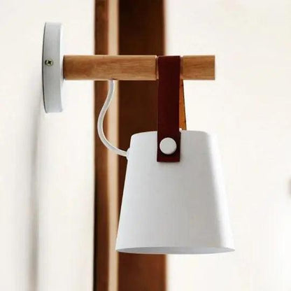 Wooden Wall Sconce Minimalist Bedroom Lighting Black White Hardwired Plug In Ambient Light Fixture Modern Scandinavian Style Home Decor