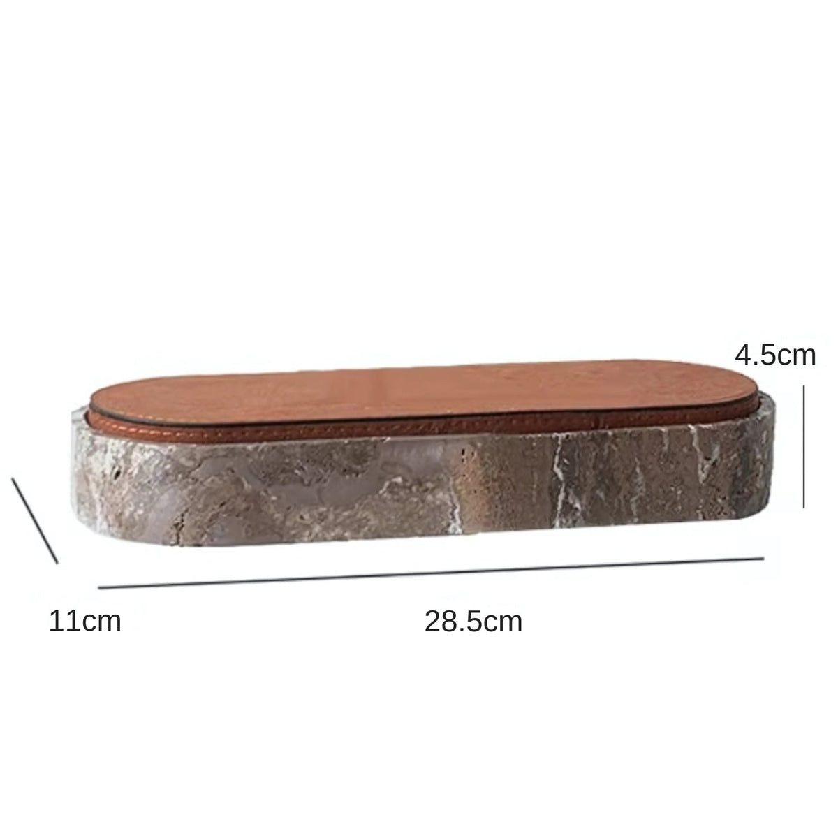 Marlo Jewelry Box for Women - Natural Travertine Stone with Leather Lid