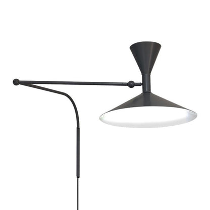 Swing Arm Wall Sconce with 18 in Adjustable Reach Plug-In Bedside Lamp for Reading Bedroom Office Task Lighting Metal Arm Mount Light Fixtur