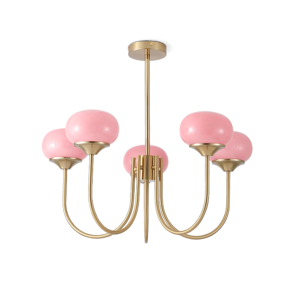 Multi-Head Pendant Chandelier with Colored Glass Shades 18-26 in Metallic Finish for Dining Room Bedroom Kitchen Island Overhead Lighting E2