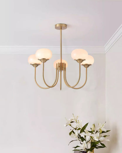 Multi-Head Pendant Chandelier with Colored Glass Shades 18-26 in Metallic Finish for Dining Room Bedroom Kitchen Island Overhead Lighting E2