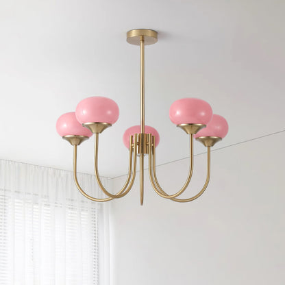 Multi-Head Pendant Chandelier with Colored Glass Shades 18-26 in Metallic Finish for Dining Room Bedroom Kitchen Island Overhead Lighting E2
