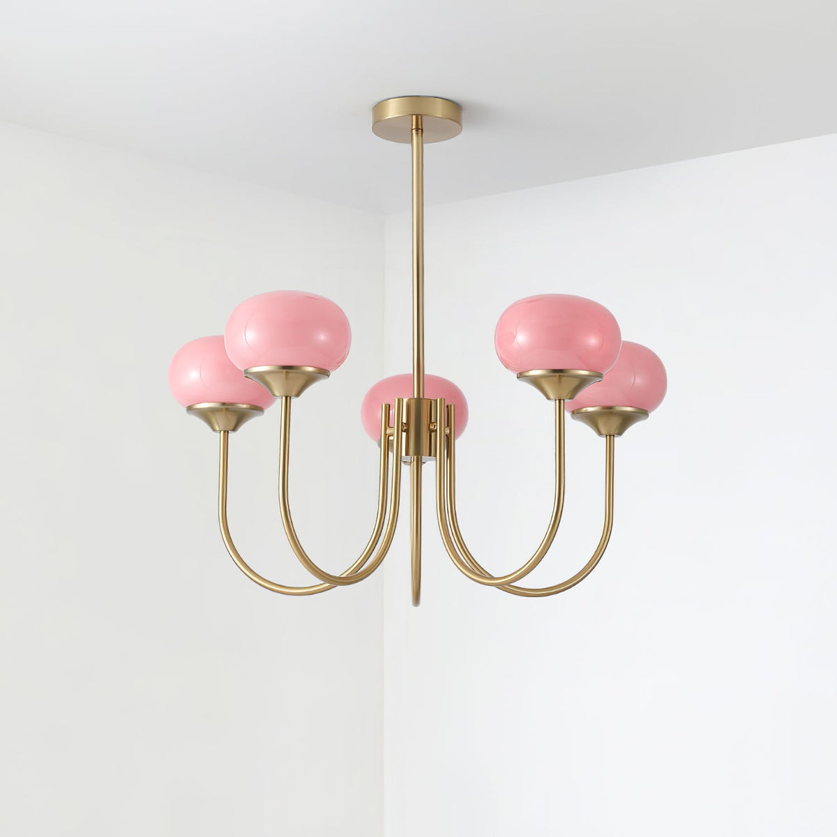 Multi-Head Pendant Chandelier with Colored Glass Shades 18-26 in Metallic Finish for Dining Room Bedroom Kitchen Island Overhead Lighting E2
