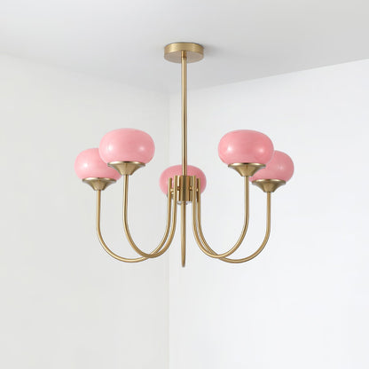 Orb Pendant Light with Adjustable Height Metal Frame and Spherical Shades for Kitchen Island Dining Living Room Bedroom E27 Socket Pink Whit