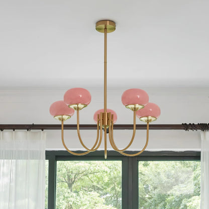Multi-Head Pendant Chandelier with Colored Glass Shades 18-26 in Metallic Finish for Dining Room Bedroom Kitchen Island Overhead Lighting E2