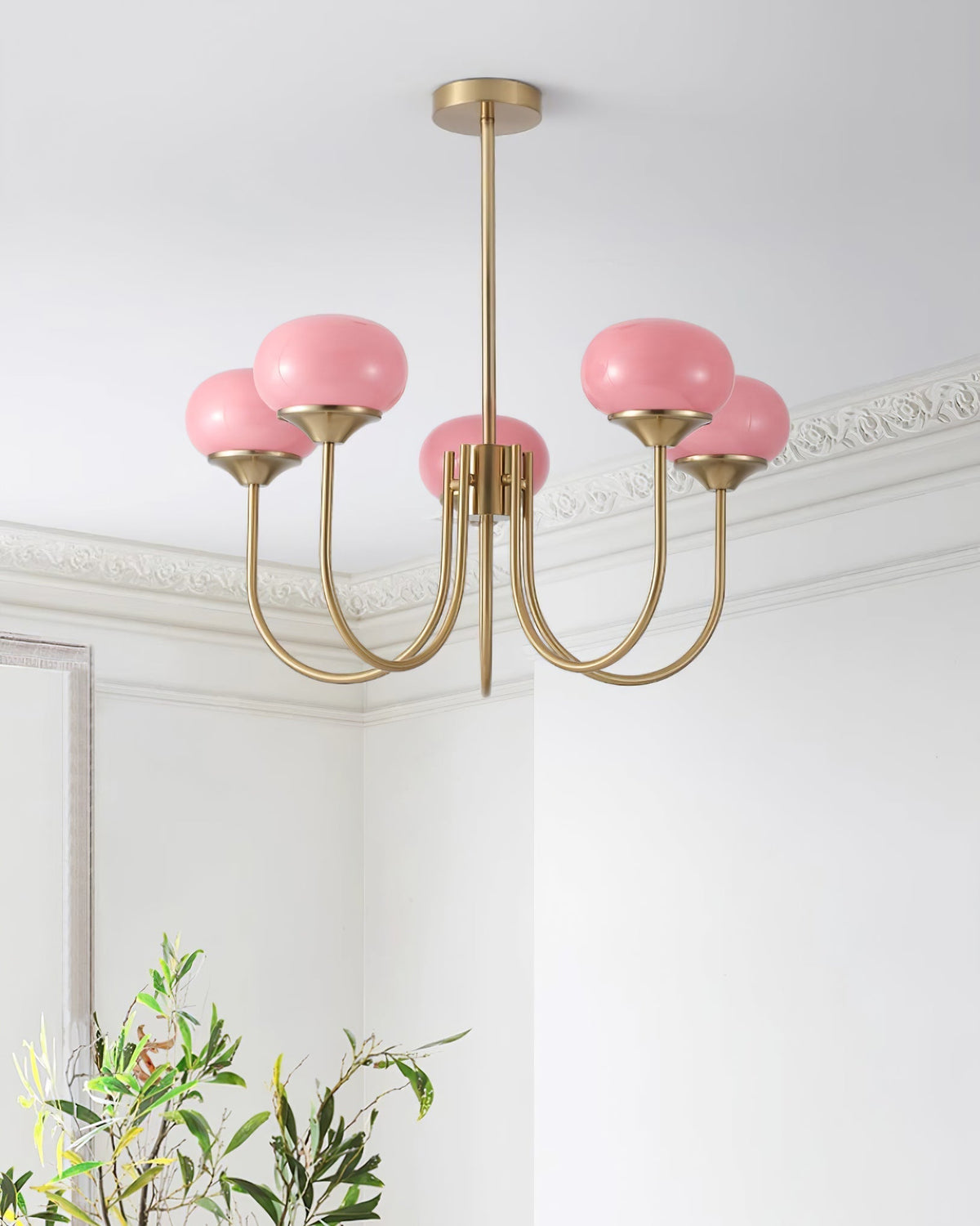 Multi-Head Pendant Chandelier with Colored Glass Shades 18-26 in Metallic Finish for Dining Room Bedroom Kitchen Island Overhead Lighting E2