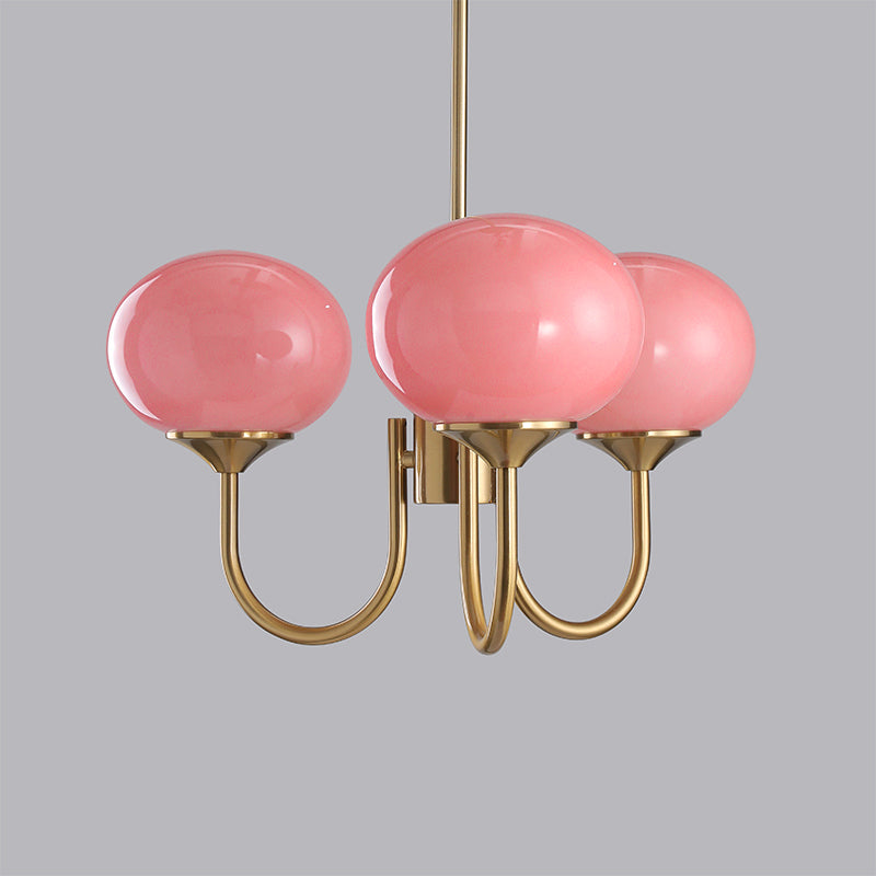Multi-Head Pendant Chandelier with Colored Glass Shades 18-26 in Metallic Finish for Dining Room Bedroom Kitchen Island Overhead Lighting E2