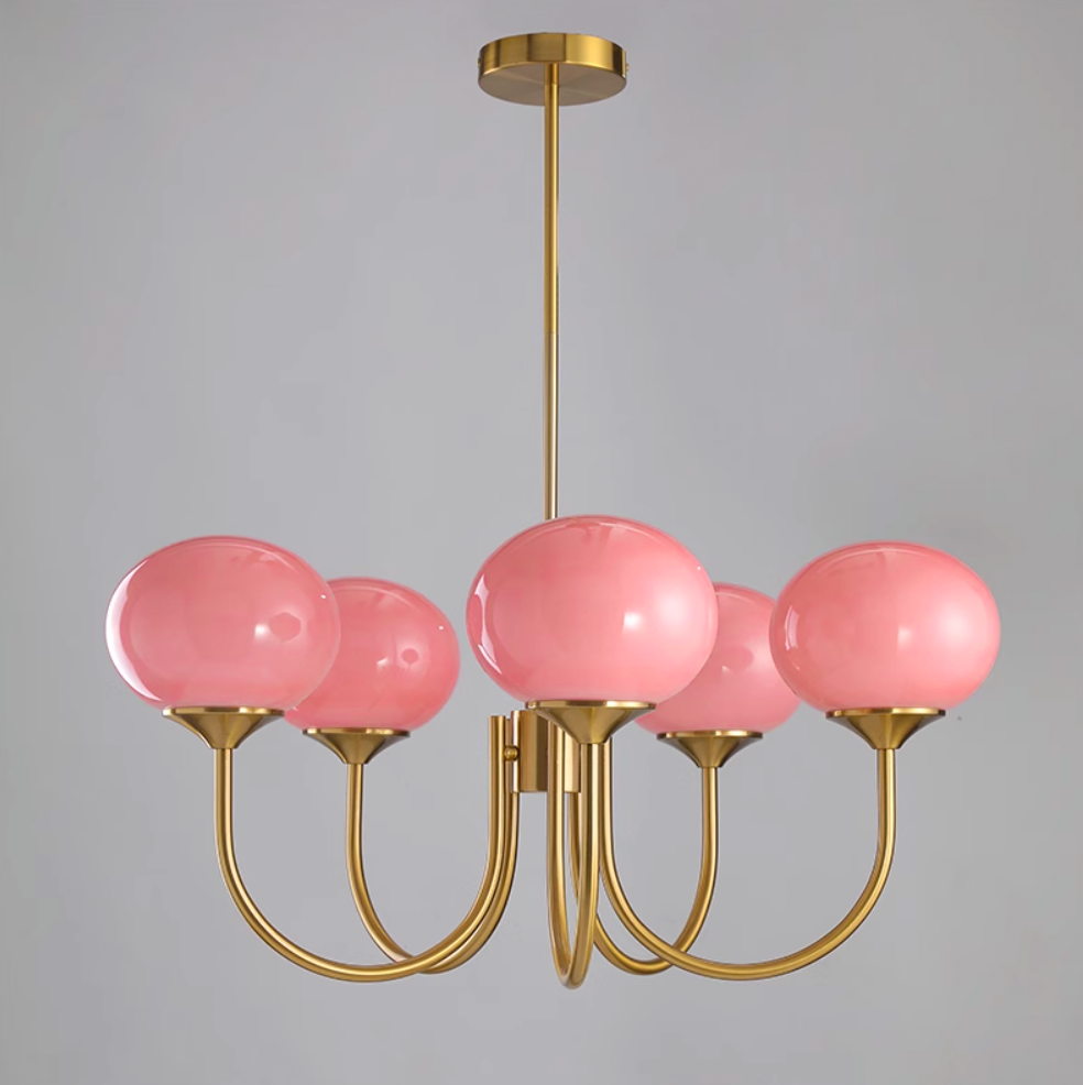 Multi-Head Pendant Chandelier with Colored Glass Shades 18-26 in Metallic Finish for Dining Room Bedroom Kitchen Island Overhead Lighting E2