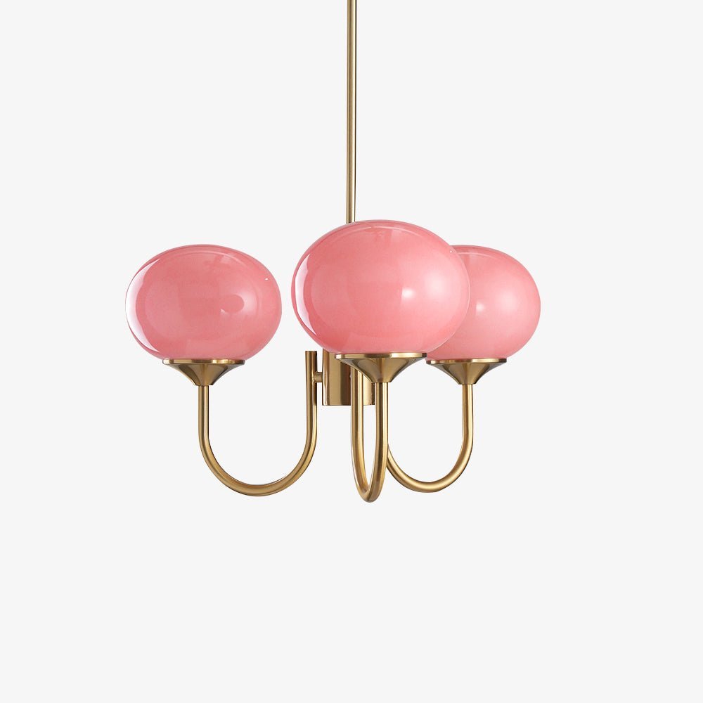Handblown Glass Globe Chandelier with Gold or Chrome Finish – 3 or 5 Light Dining Room Pendant for Kitchen Island, Bedroom, Living Room