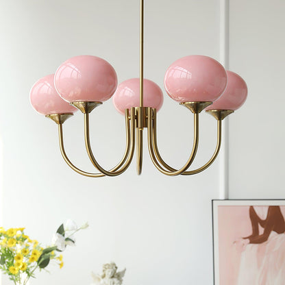 Multi-Head Pendant Chandelier with Colored Glass Shades 18-26 in Metallic Finish for Dining Room Bedroom Kitchen Island Overhead Lighting E2