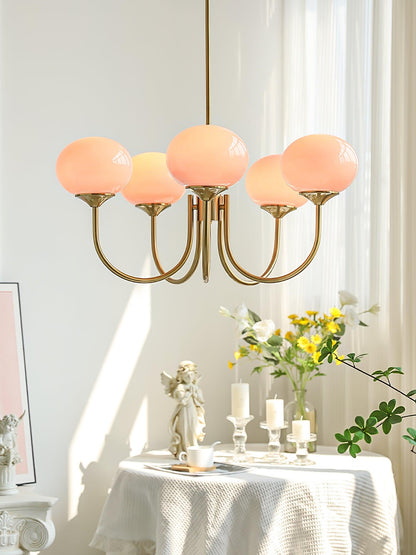 Multi-Head Pendant Chandelier with Colored Glass Shades 18-26 in Metallic Finish for Dining Room Bedroom Kitchen Island Overhead Lighting E2