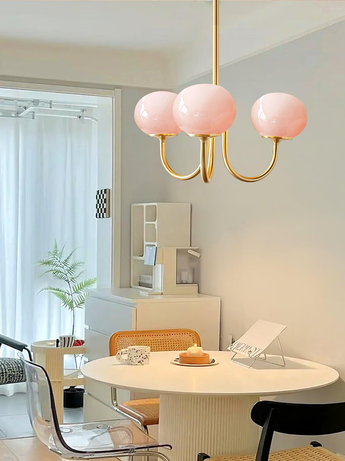 Multi-Head Pendant Chandelier with Colored Glass Shades 18-26 in Metallic Finish for Dining Room Bedroom Kitchen Island Overhead Lighting E2
