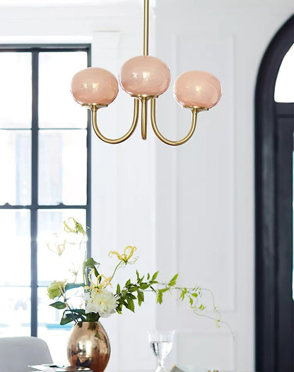 Multi-Head Pendant Chandelier with Colored Glass Shades 18-26 in Metallic Finish for Dining Room Bedroom Kitchen Island Overhead Lighting E2