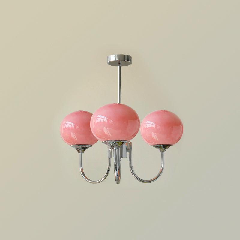 Multi-Head Pendant Chandelier with Colored Glass Shades 18-26 in Metallic Finish for Dining Room Bedroom Kitchen Island Overhead Lighting E2