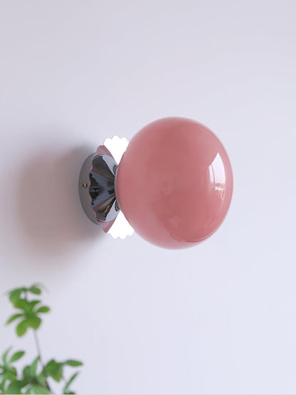 Adjustable Pink Glass Sconce with Metal Frame for Bedroom, Hallway & Living Room | Indoor Ceiling & Wall Mount Fixture E26 E27 Base