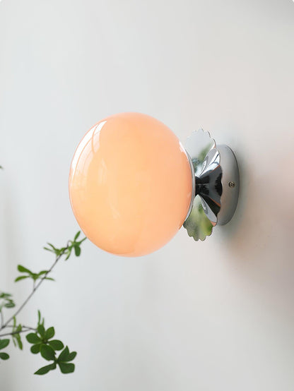 Adjustable Pink Glass Sconce with Metal Frame for Bedroom, Hallway & Living Room | Indoor Ceiling & Wall Mount Fixture E26 E27 Base