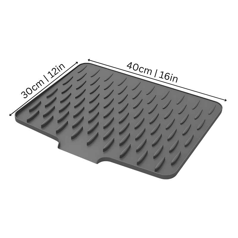 Silicone Dish Drying Mat with Drainage Channels – Heat Resistant Countertop Protector for Kitchen Sink, Dishwasher Safe Roll Up Design
