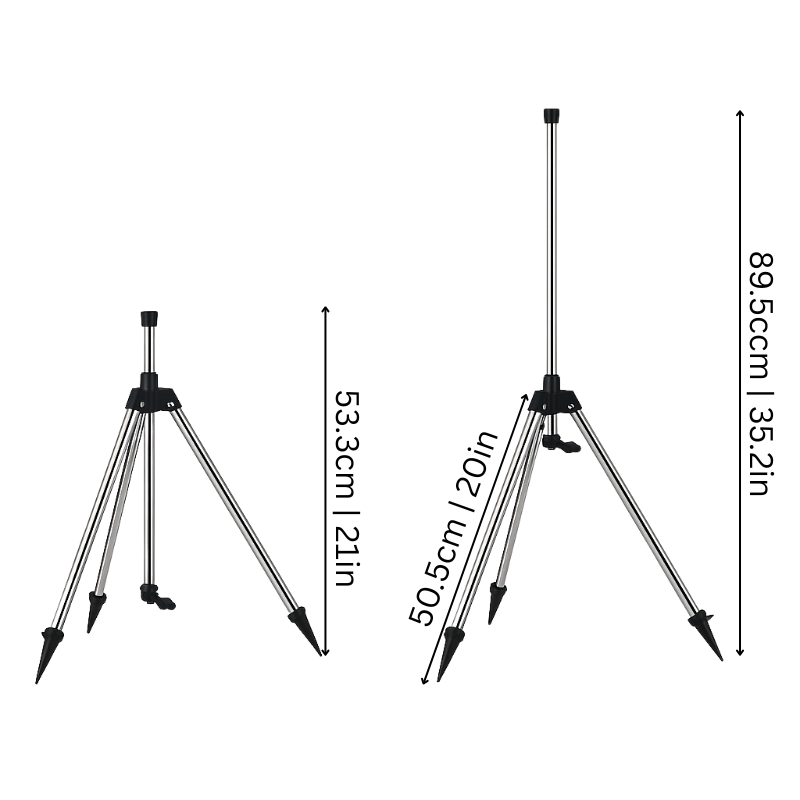 360° Rotating Tripod Sprinkler for Lawn & Garden – Adjustable Height & Spray Range, Quick-Connect Hose Fitting, Dual Spray Head