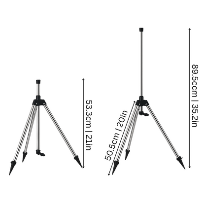 360° Rotating Tripod Sprinkler for Lawn & Garden – Adjustable Height & Spray Range, Quick-Connect Hose Fitting, Dual Spray Head
