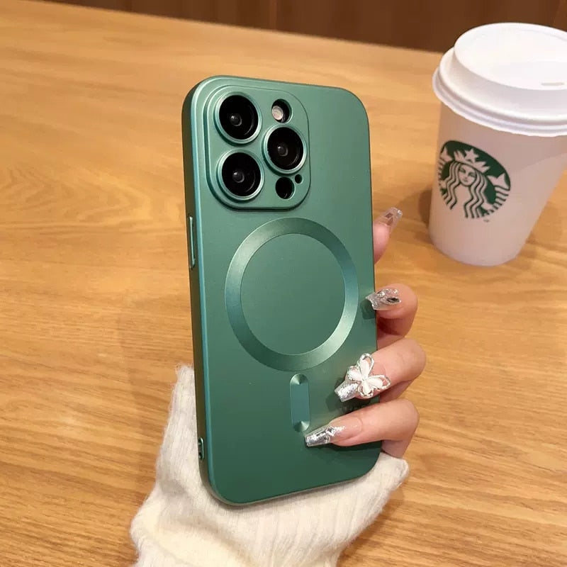 Silicone MagSafe iPhone Case with Camera Lens Protection – Soft Grip Anti-Fingerprint Cover for iPhone 14 15 16 17 Pro Max Air