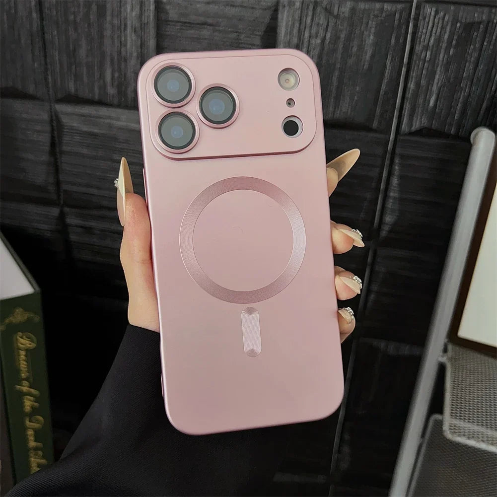 Silicone MagSafe iPhone Case with Camera Lens Protection – Soft Grip Anti-Fingerprint Cover for iPhone 14 15 16 17 Pro Max Air