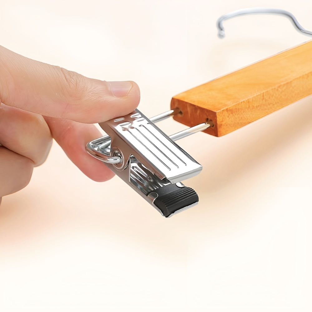 Maxwell Pants Hangers - Wooden with Clips, 10pcs Set