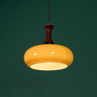 Glass Pendant Light for Kitchen Island & Dining Room — Adjustable Hanging Fixture with Warm Amber Shade, 11 Inch Wide, Dimmable Modern Farmh