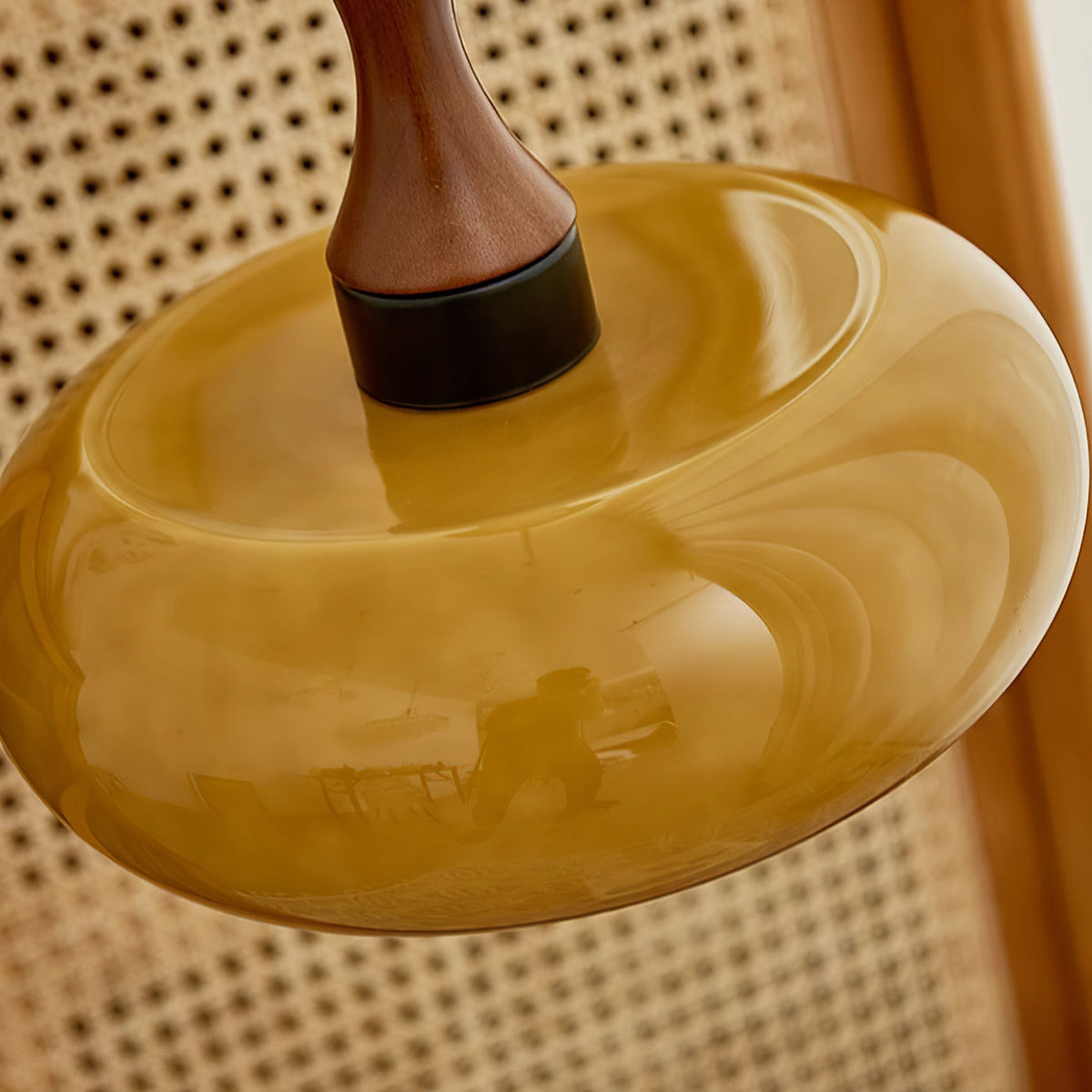 Glass Pendant Light for Kitchen Island & Dining Room — Adjustable Hanging Fixture with Warm Amber Shade, 11 Inch Wide, Dimmable Modern Farmh