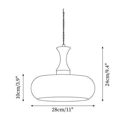Glass Pendant Light for Kitchen Island & Dining Room — Adjustable Hanging Fixture with Warm Amber Shade, 11 Inch Wide, Dimmable Modern Farmh