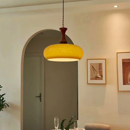 Glass Pendant Light for Kitchen Island & Dining Room — Adjustable Hanging Fixture with Warm Amber Shade, 11 Inch Wide, Dimmable Modern Farmh